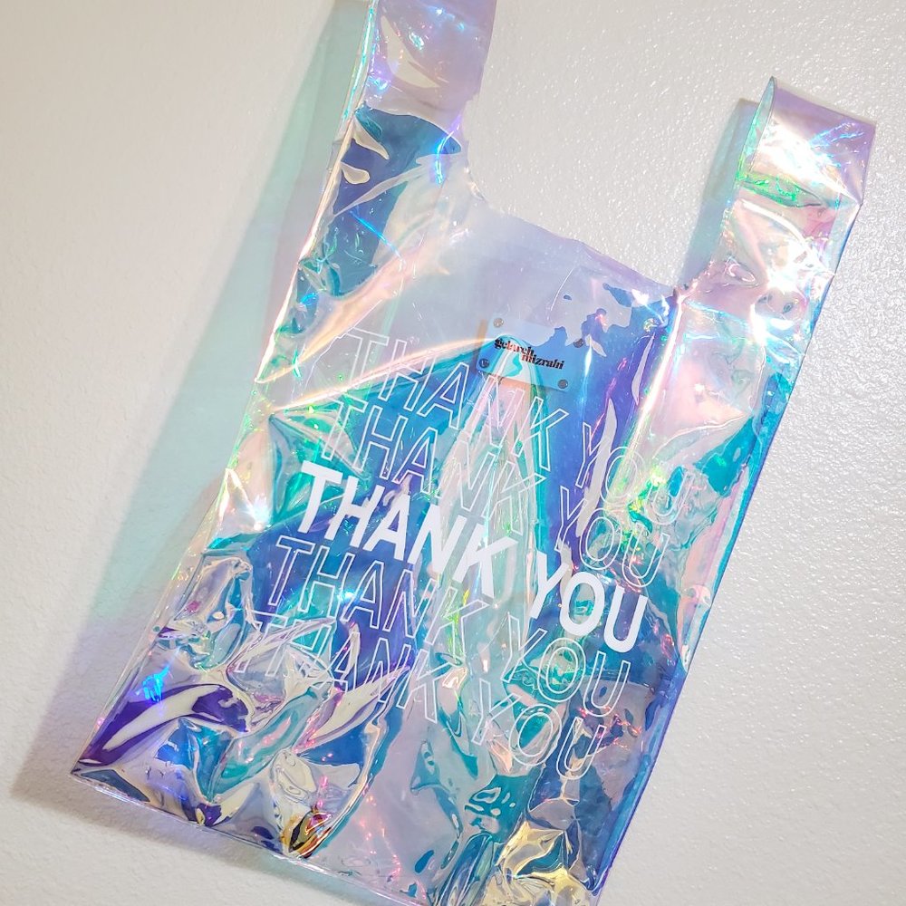 GELAREH MIZRAHI  HOLOGRAPH IRIDESCENT PVC …